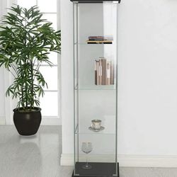 Glass Cabinet, Curio Display Cabinet with 4 Shelves Glass Tower, 64'' High 