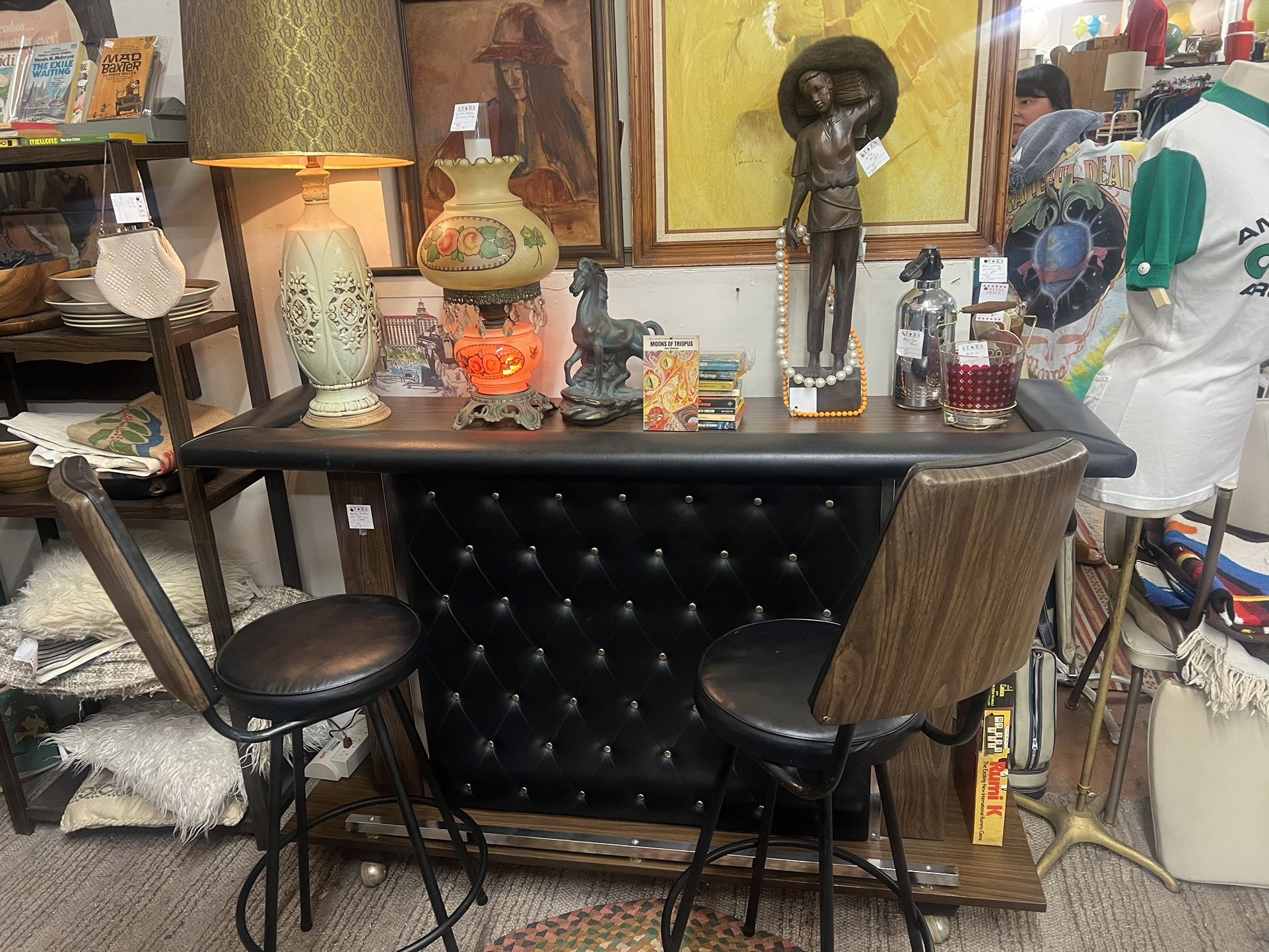 MCM Bar With Two Stools