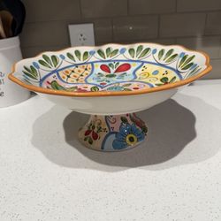 Floral tier dish- 6.5 inches tall and 14 inch diameter