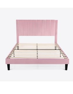 Pink Velvet Bed Frame - FULL Size