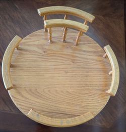 White Oak Lazy Susan w Napkin Holder