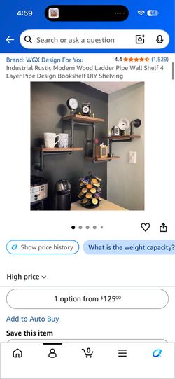 Industrial Rustic Modern Wood Ladder Pipe Wall Shelf 4 Layer Pipe Design Bookshelf DIY Shelving