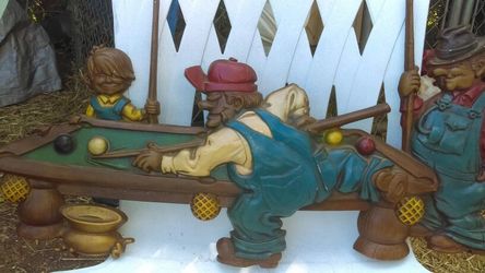 Cast iron vintage pool scene