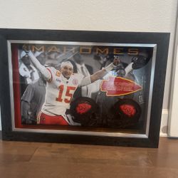 Patrick Mahomes Signed Mini Helmet With Picture in Display Frame