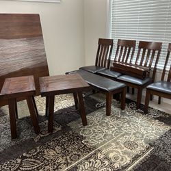 Table With Bench And 4 Chairs, Area Rug, 2 End Tables