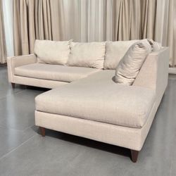 Beige Linen L-Shape Sectional Sofa with Right Chaise from Jerome's 