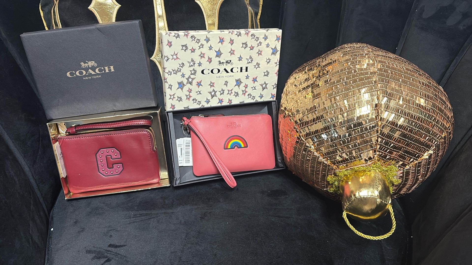 REDUCED ✅Coach Authentic Varsity  $ Rainbow  Wristlet New In Box!