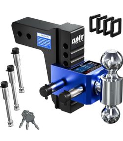 Orion Motor Tech Adjustable Trailer Hitch, Heavy Duty 2.5 inch Receiver Hitch, 6" Drop Hitch with 2" & 2-5/16" Balls, 360° Dual-Ball Mount with 18500l