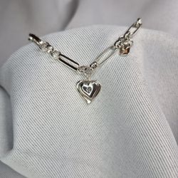 Beautiful Heart 9.25 Silver Bracelet