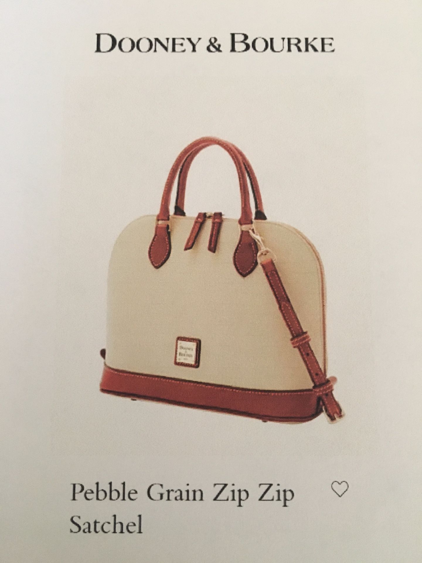 Purse - Dooney & Burke Pebble Grain Zip Zip Satchel - Bone/Hazelnut Brown