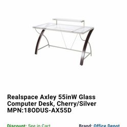 Glass Computer Desk 55” Realspace Axley