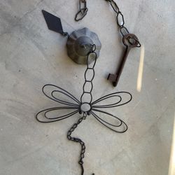 Rustic Iron Butterfly Wind Chime & Rustic Iron Key Decor
