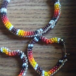 Beaded Earrings And Bracelet Set