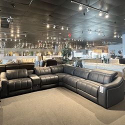 6PC Leather Power Reclining Sectional