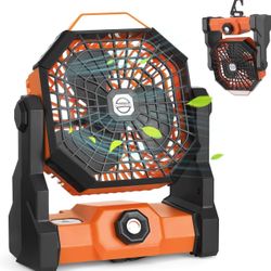 Camping Fan with LED Lantern, Battery Powered Fan 10900mAh,Portable Fan Rechargeable Outdoor Tent Fan,Stepless Speed and Quiet, Battery Operated Fan f