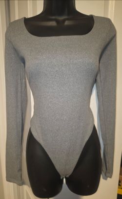 Gray long sleeve body suit