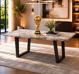 Modern Dining Table For 4-6 Persons, 62.9-inch Rectangular Wooden Dining Table.