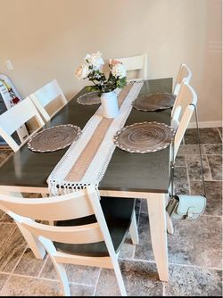 Dining table with six chairs
