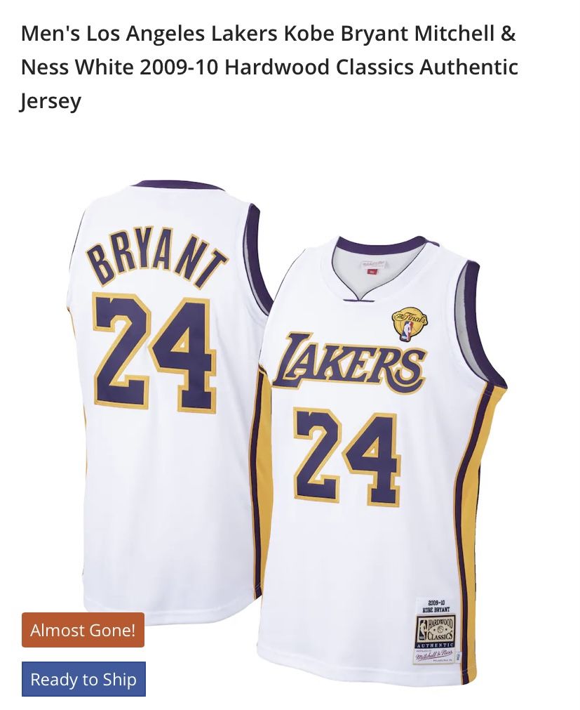 Jersey, White. Kobe, Lakers, Authentic 