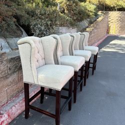 Set of 4 Upholstered Bar Stools 