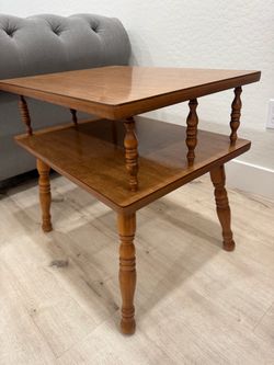 Maple wood table with shelf /end  table / side table / night stand / nightstand beautifully carved