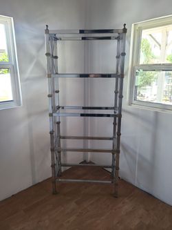 Vintage Chrome & Brass Display Shelf / Etagere – Glass Shelves Included