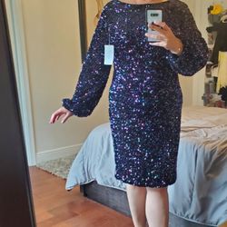 Cocktail DRESS- Sequin- Duo Chrome Blue/Purple
