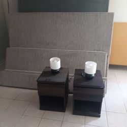 Queen bed with mattress and two nights stand