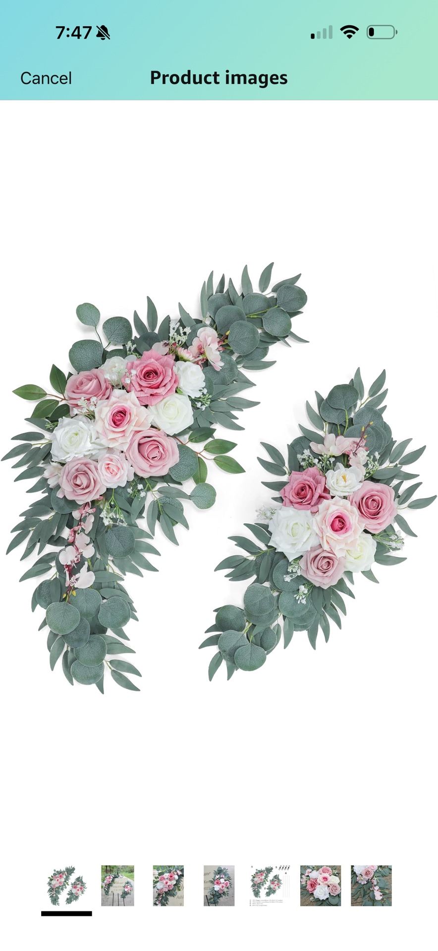 ponatia Artificial Wedding Arch Flowers (Pack of 2), Dusty Rose Wedding Flowers for Wedding Welcome Signs Floral Decorations and Wedding Reception Cer