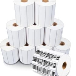 4” X 1.5” Direct Thermal Labels for Printing Barcodes, Address, Compatible Rollo, Zebra, & Desktop Label Printers (9 Rolls, 900 labels /Roll). New