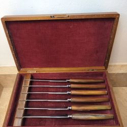 Vintage Hoffritz Germany Steak Knives Set - Natural Horn Handles