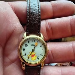 Kids Brown Leather Authentic Winnie The Pooh Leather Band Watch 
