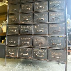 Antique Rustic Apothecary Cabinet 20 Drawers metal vintage