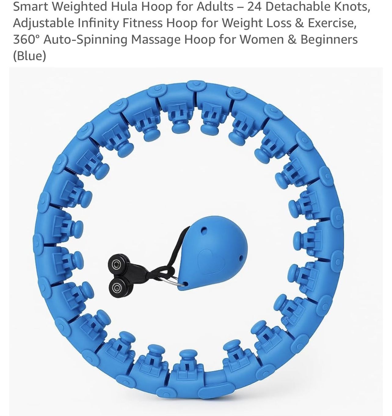 Smart Weighted Hula Hoop for Adults - 24 Detachable Knots, Adjustable Infinity Fitness Hoop for Weight Loss & Exercise, 360° Auto-Spinning Massage Hoo
