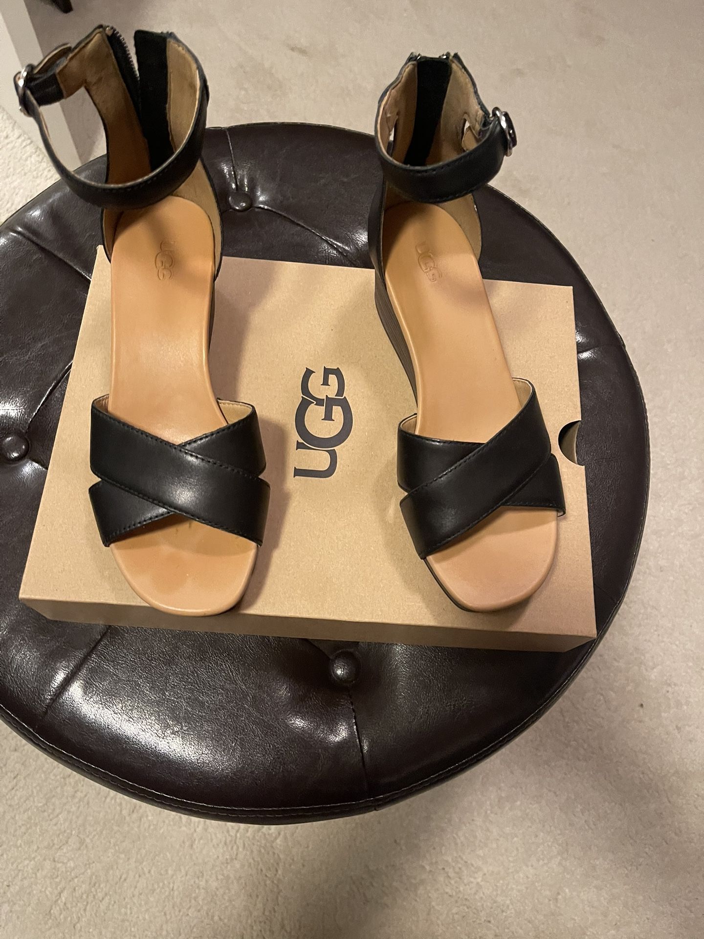 Beautiful Black Ugg Sandals Size 8 Come In There Box . Super Cute .