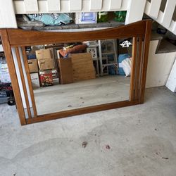 Mirror With Wooden Fram.