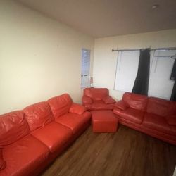 Red Italian Leather Couches 