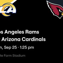 Sec 136 Row 31 Arizona Cardinals Tickets vs Los Angeles Rams **Visiter Side**