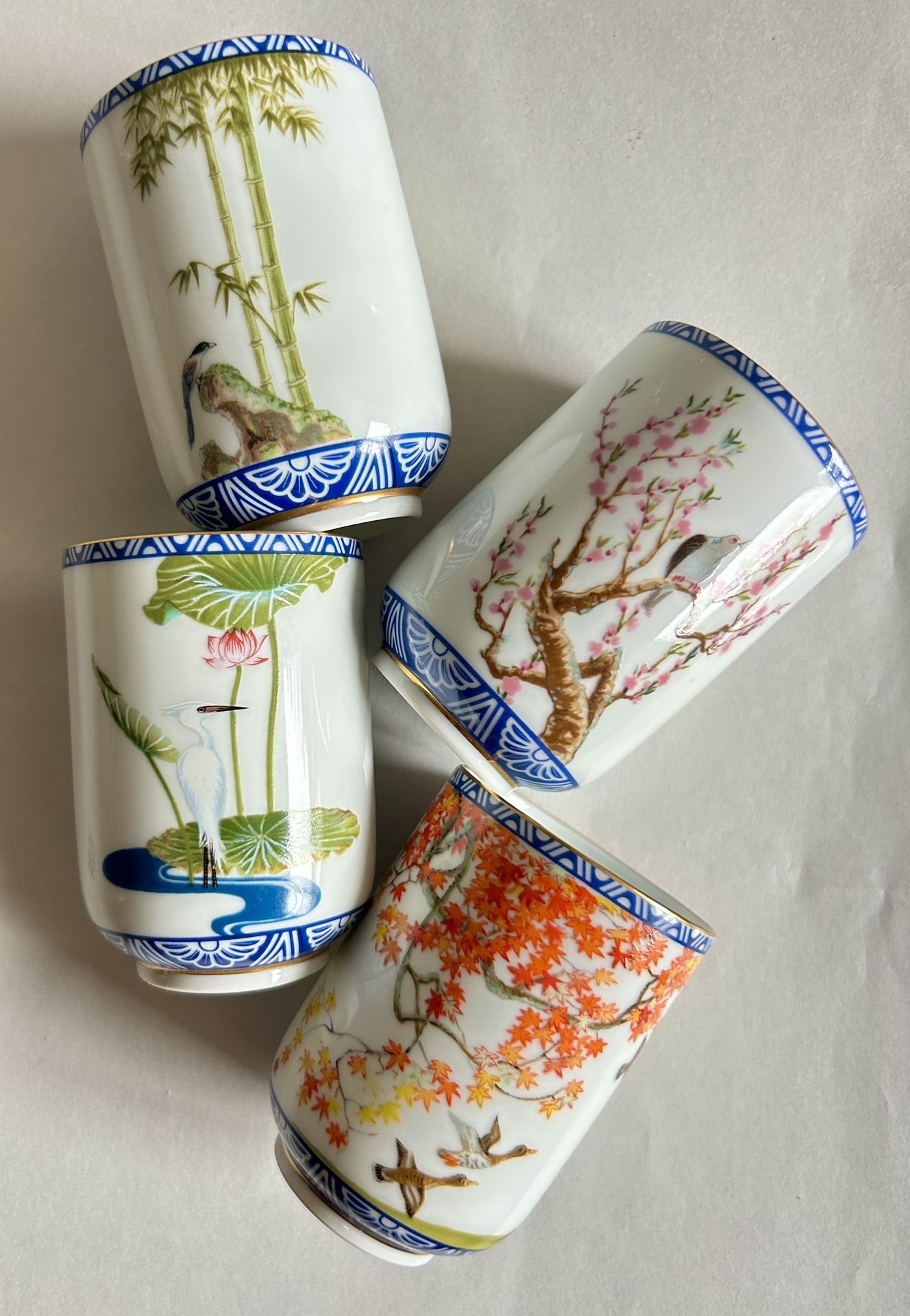 Set Of 4 Vintage 4-oz Japanese Franklin Mint Tea Cups