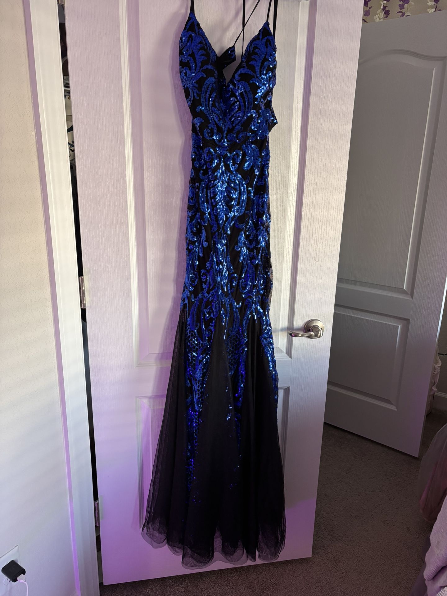 Stunning Royal Blue & Black Sequin Dress