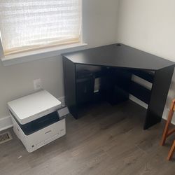 Black Corner Desk & Printer