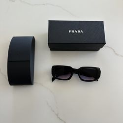 Prada Gradient Lens Black Rectangular Sunglasses