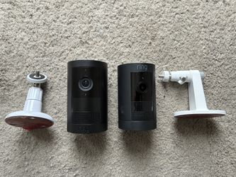 2 Ring Cameras -  Stick Up And Outdoor Cam Plus Mounting Brackets