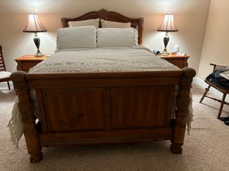 Queen bed headboard, footboard, side rails