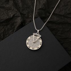 N155- Huge Roman Letter Necklace with Zircons! Unisex!