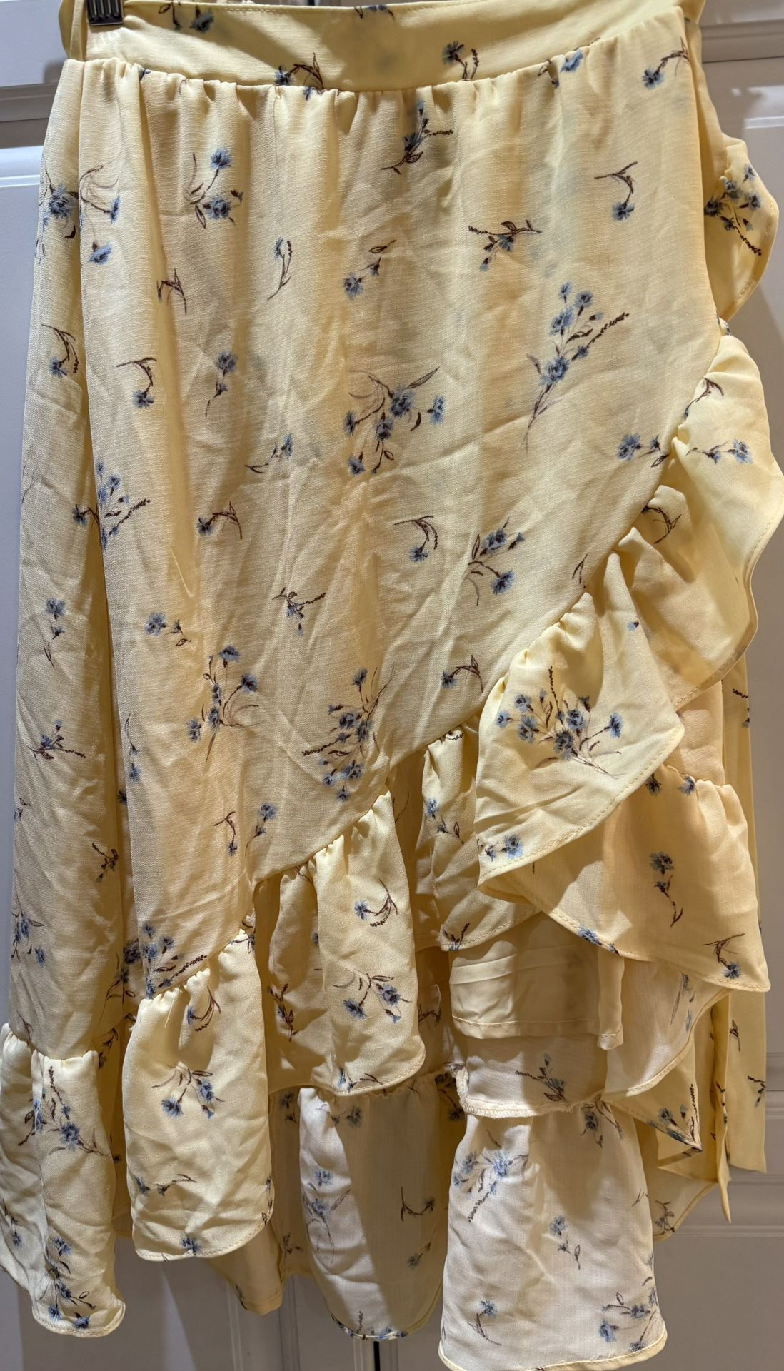 Floral Yellow Ruffle Skirt XS