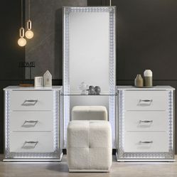 Brand New White Upscale Vanity + Stool