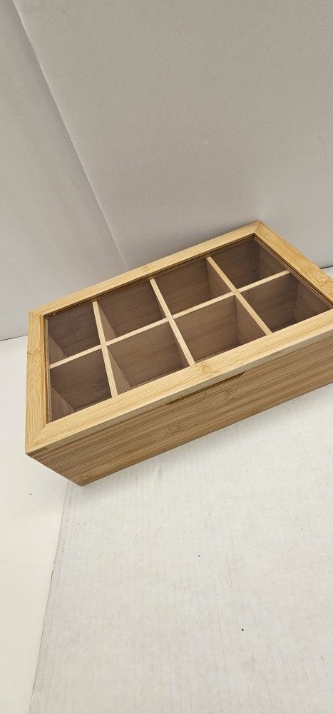 πΏ Oceanstar Bamboo Tea Box with Glass Top β 8 Compartments