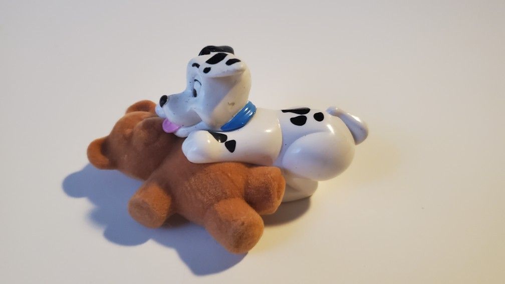 Dalmatian Puppy With Teddy Bear Toy Figurine 