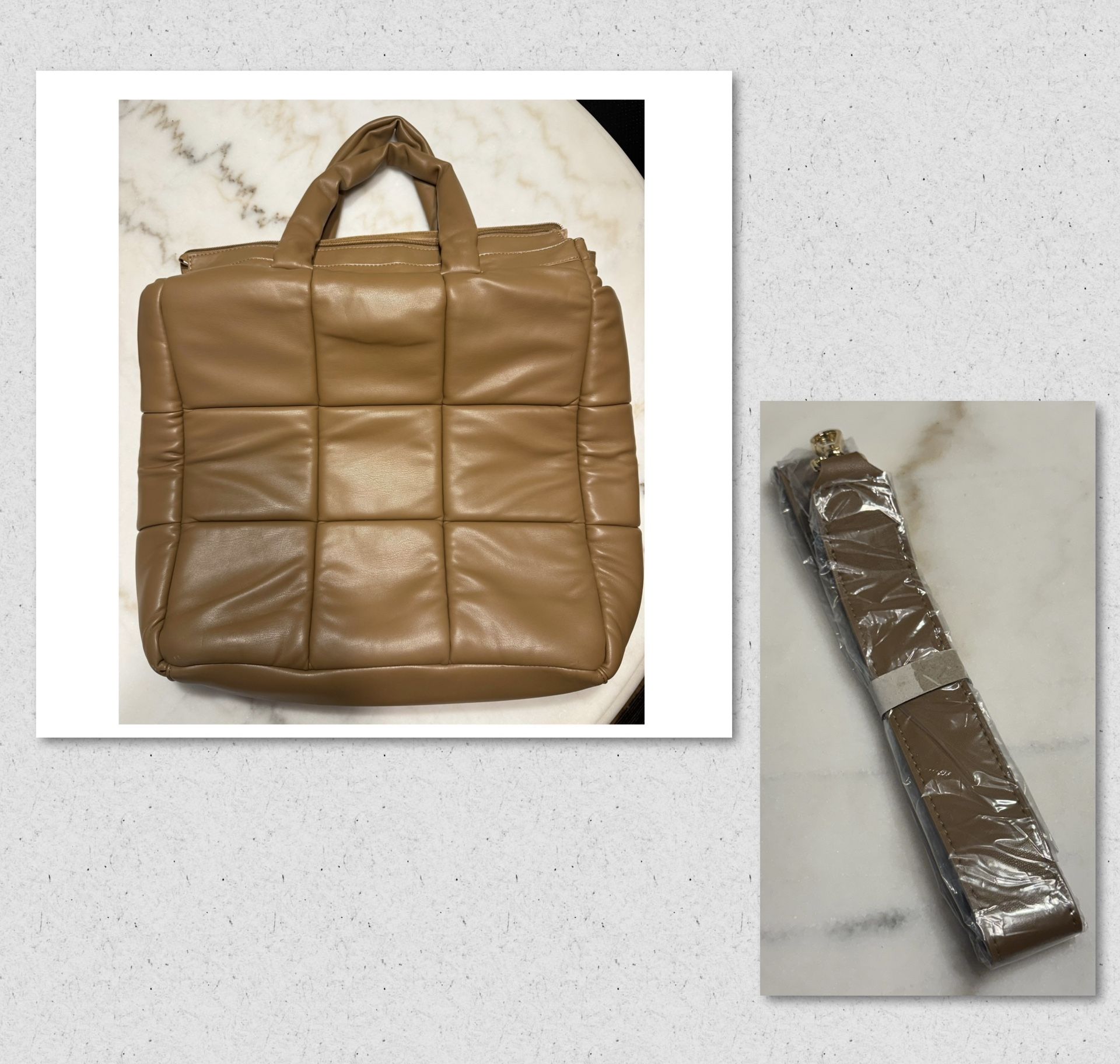 15x17” Brown Puffy Tote Bag  
